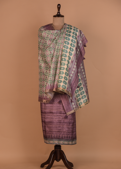 Pink Tussar Dress Material