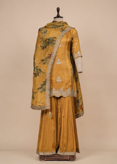 Yellow Tissue Silk Sharara Set