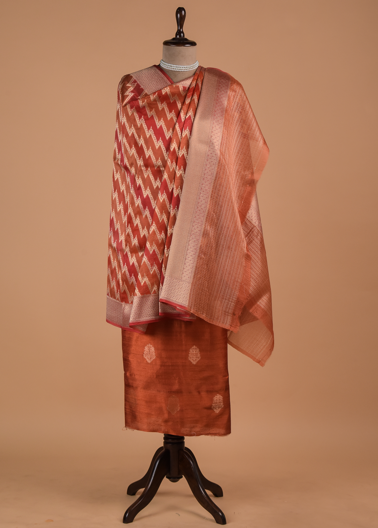 Rust Silk Dress Material