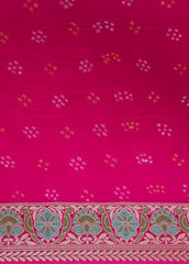 Pink Georgette Bandhani Saree