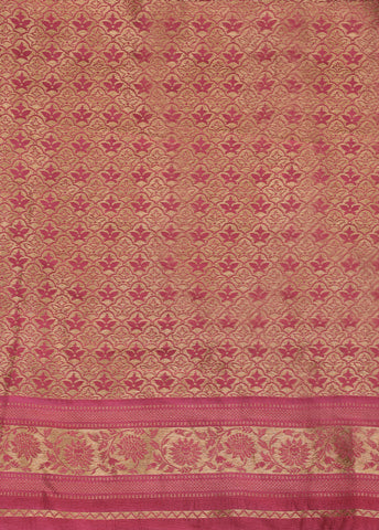 Cream Crepe Silk Embroidered Saree