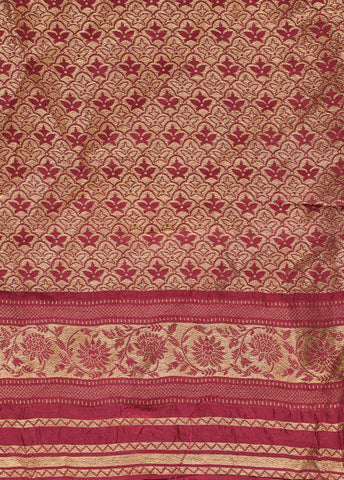 Peach Crepe Silk Embroidered Saree