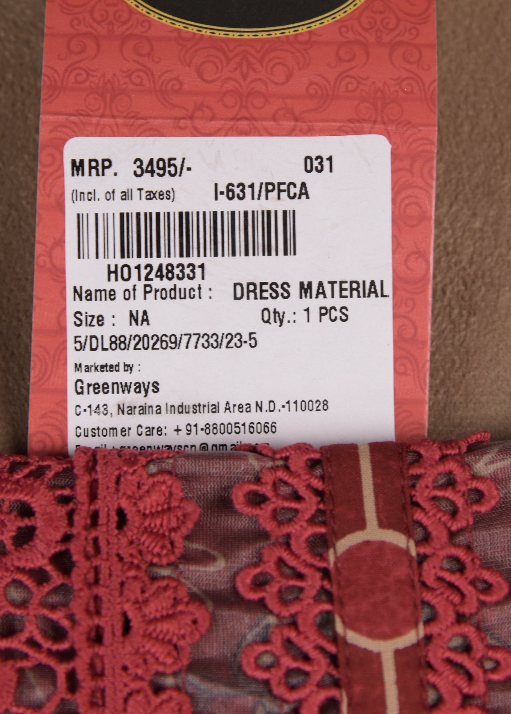 Red Cotton Dress Material