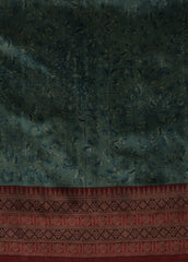 Blue Tussar Silk Printed Kalamkari  Saree