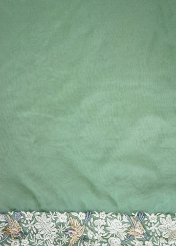 Green Organza Embroidered Saree