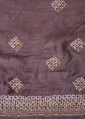 Purple Tissue Georgette Embroidered Saree