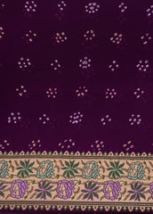 Purple Georgette Bandhani Saree