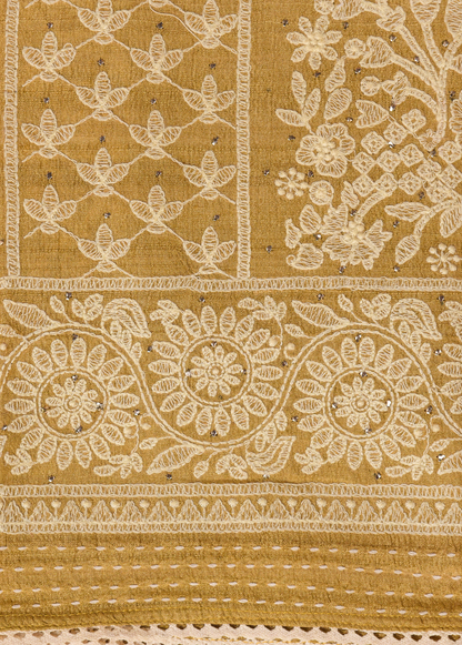 Yellow Tussar Dress Material