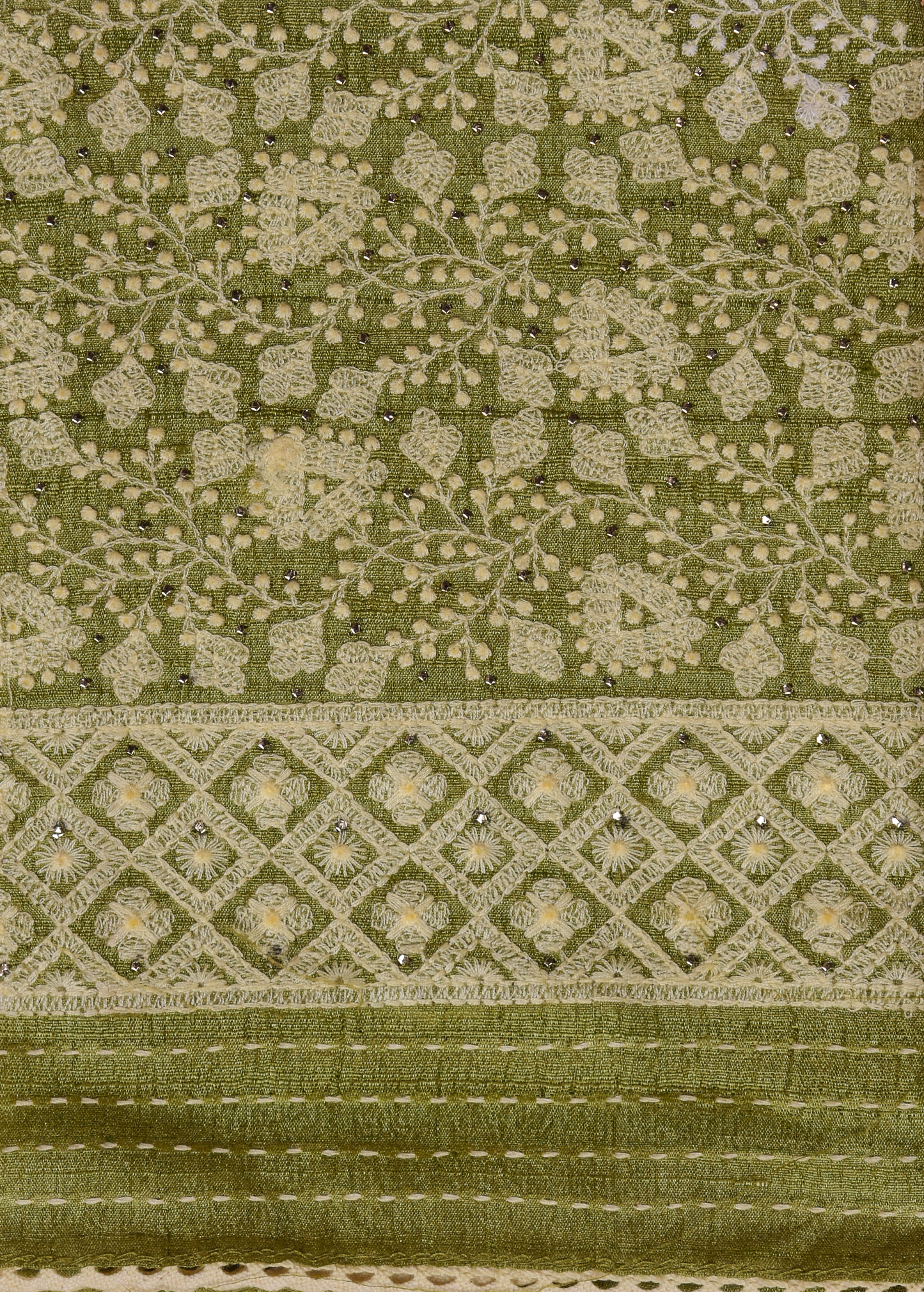 Green Tussar Dress Material
