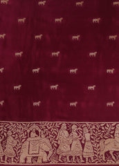 Wine Crepe Banarasi Saree