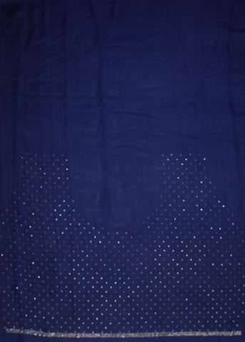 Blue Satin Crepe Embroidered Saree