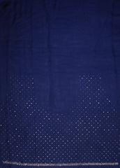 Blue Satin Crepe Embroidered Saree