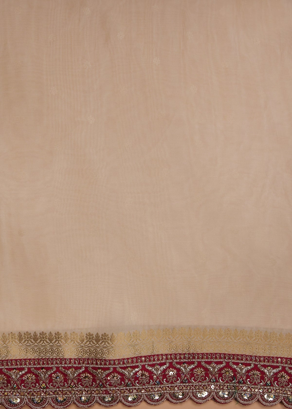 Cream Crepe Silk Banarasi Saree