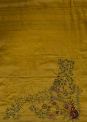 Yellow Embroidered Tussar/ Embroidery Saree