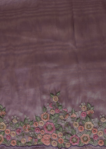 Purple Shimmer Tissue Embroidered Saree,