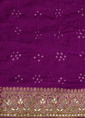 Purple Georgette Bandhani Saree