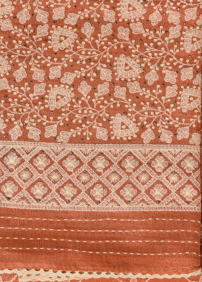 Orange Tussar Dress Material