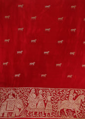 Orange Crepe Banarasi Saree