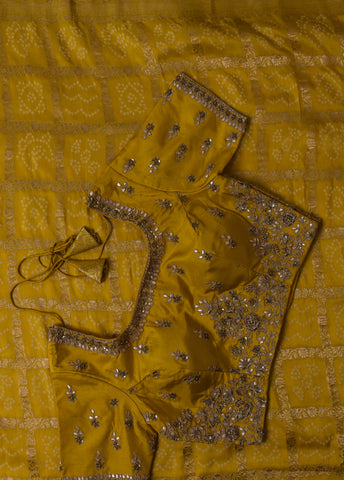 Yellow Dola Silk Bandhani Saree