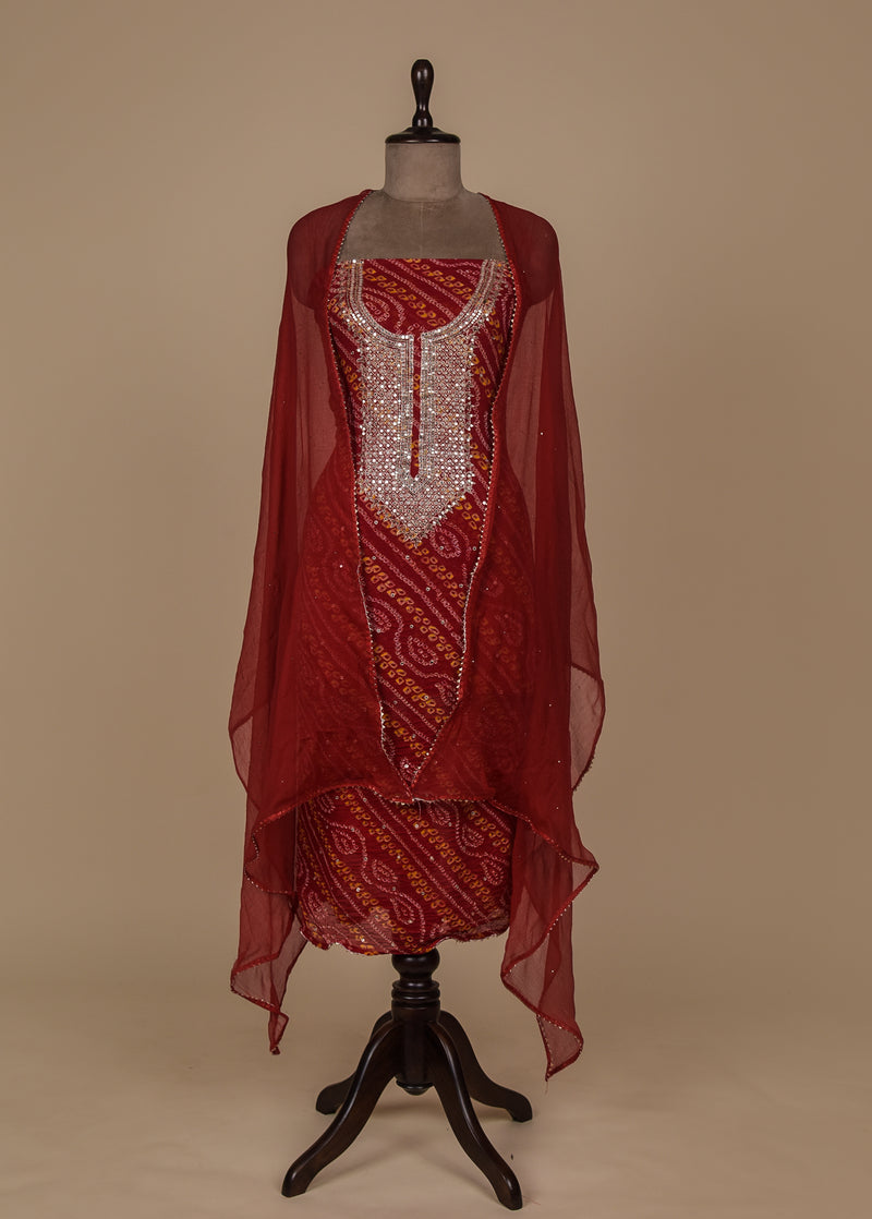 Red Georgette Dress Material