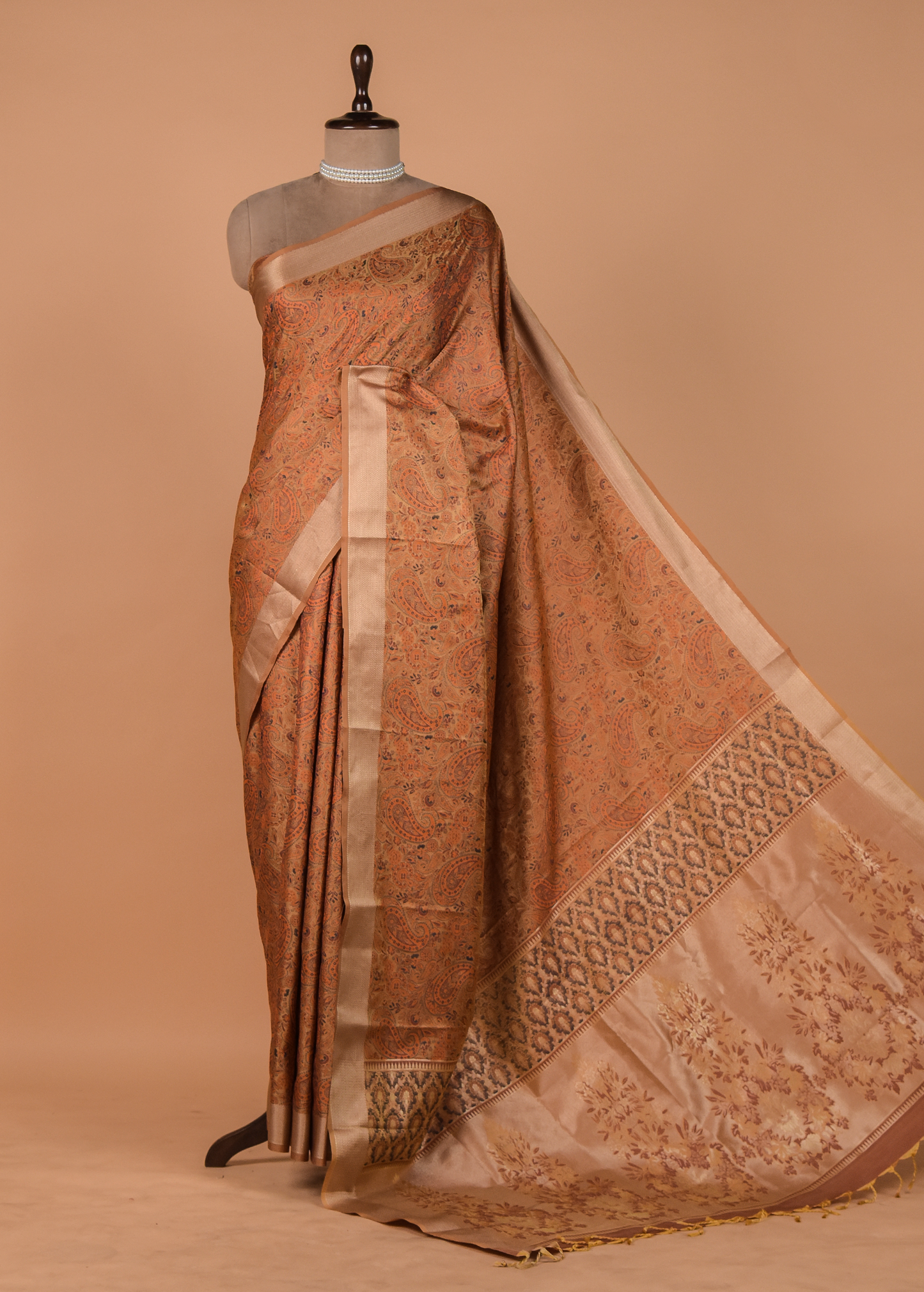 Peach Art Silk Kanjeevaram Saree