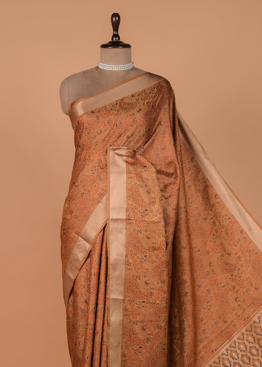 Peach Art Silk Kanjeevaram Saree