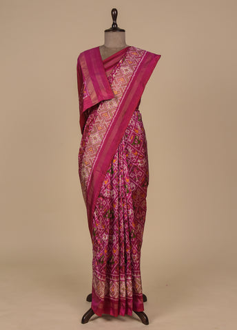 Pink Silk Patola/Ikkat Saree