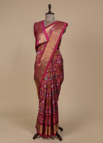 Pink Silk Patola/ikkat Saree