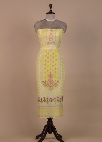 Yellow Crepe Dress Material