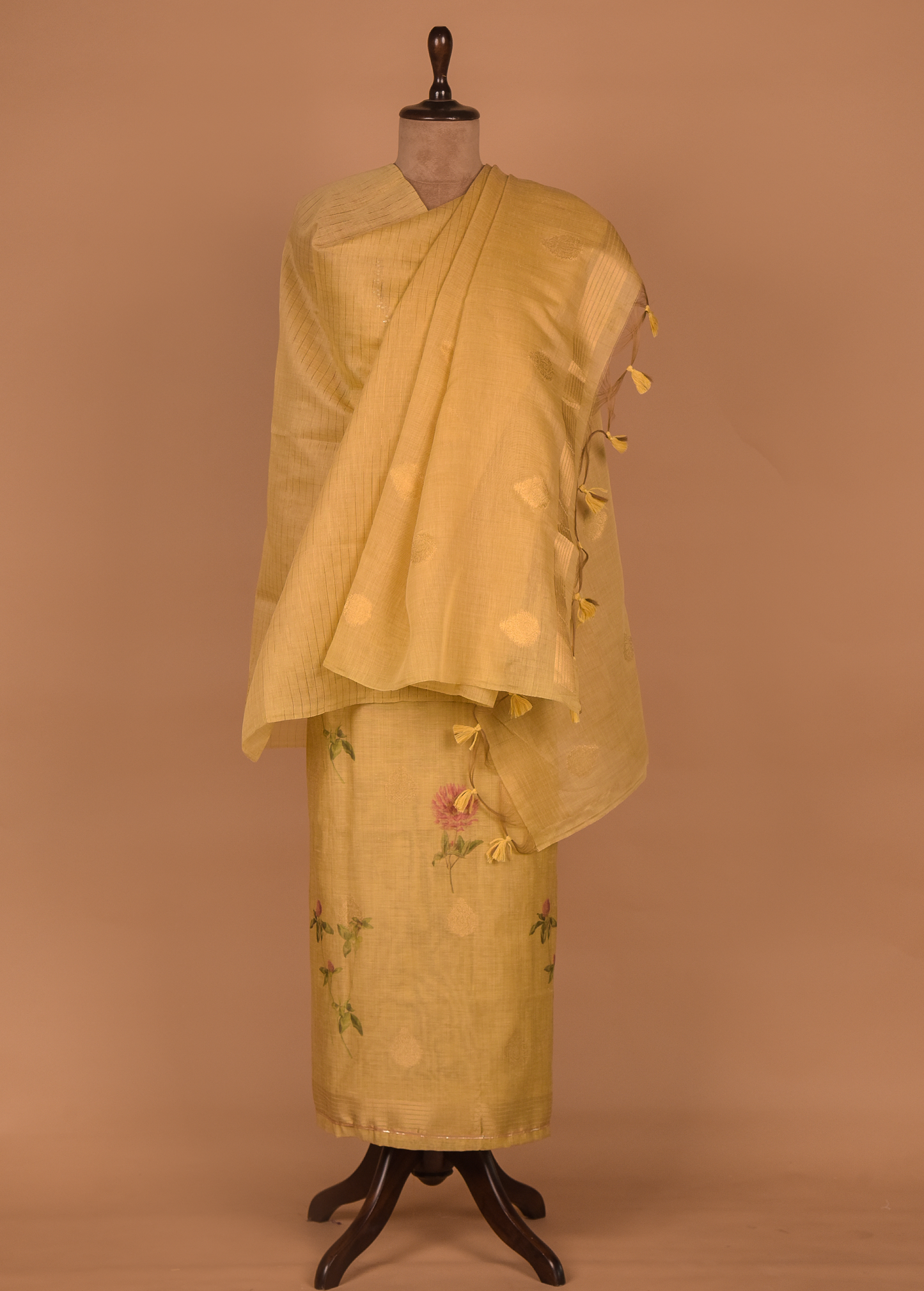 Yellow Cotton Silk Dress Material