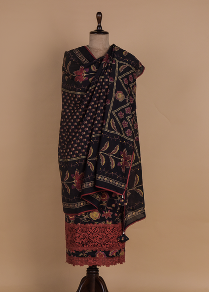 Black Chanderi Dress Material