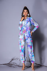 Blue Muslin Crepe Coord Set