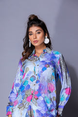 Blue Muslin Crepe Coord Set