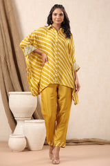 Yellow Muslin Crepe Straight Set