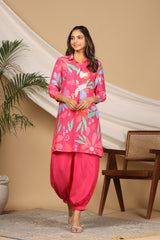 Pink Muslin Crepe Straight Set