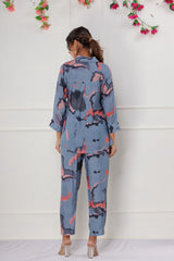 Blue Muslin Crepe Coord Set