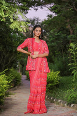 Red Georgette Draped Saree