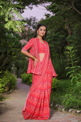 Red Georgette Draped Saree