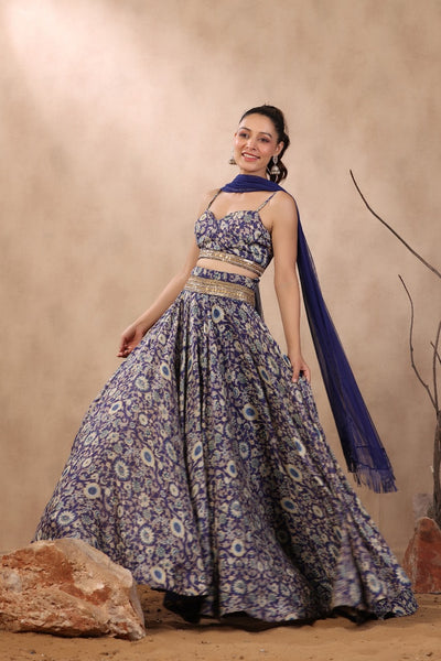 Navy Muslin Crepe Coord Set