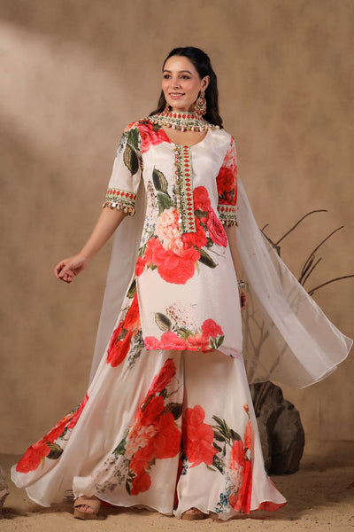 White Muslin Crepe Coord Set