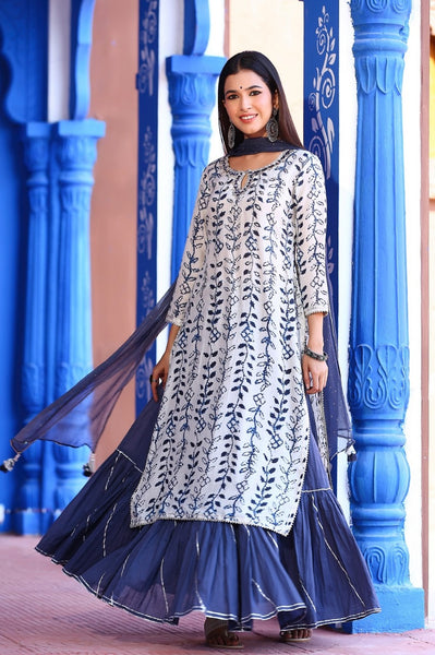 White Muslin Cotton Sharara Set