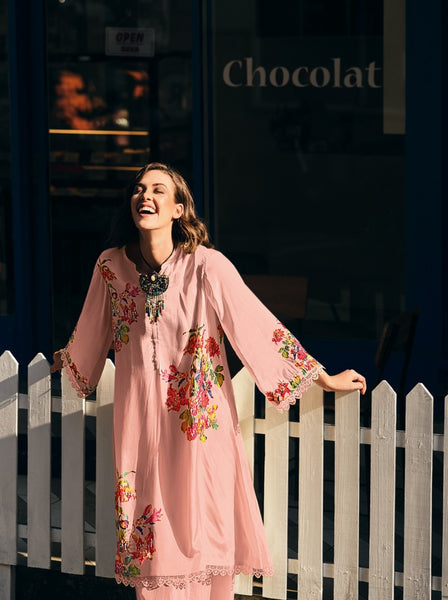 Pink Crepe Sharara Set
