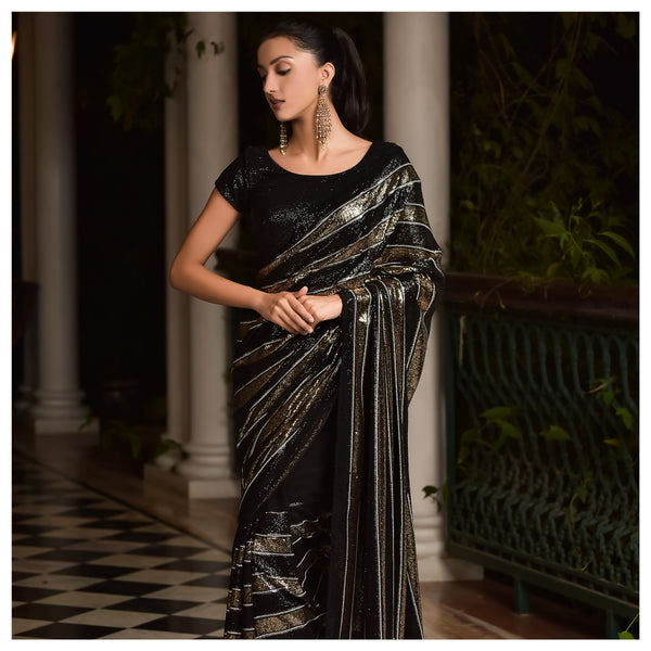 Black Georgette Designer Saree