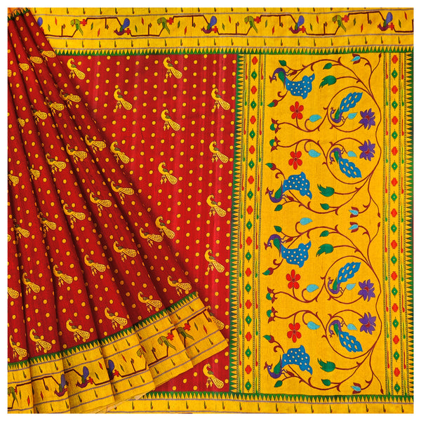 Red Art Tussar Paithani Saree