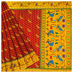 Red Art Tussar Paithani Saree