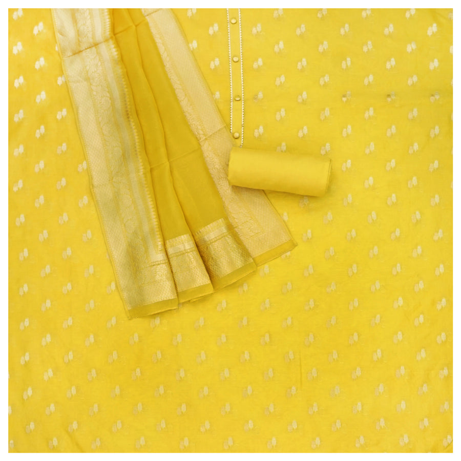 Yellow Chanderi Dress Material