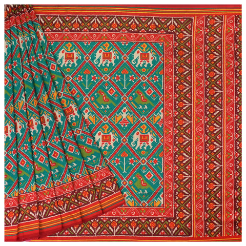 Sea Green Art Crepe Patola / Printed Saree