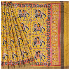 Yellow Tussar Silk Printed / Patola Saree