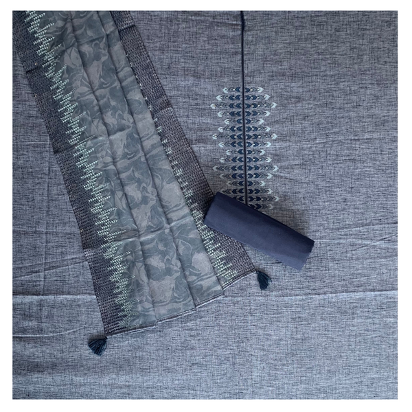 Blue Cotton Dress Material Suit