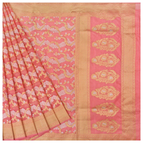 Pink Organza Banarasi Saree